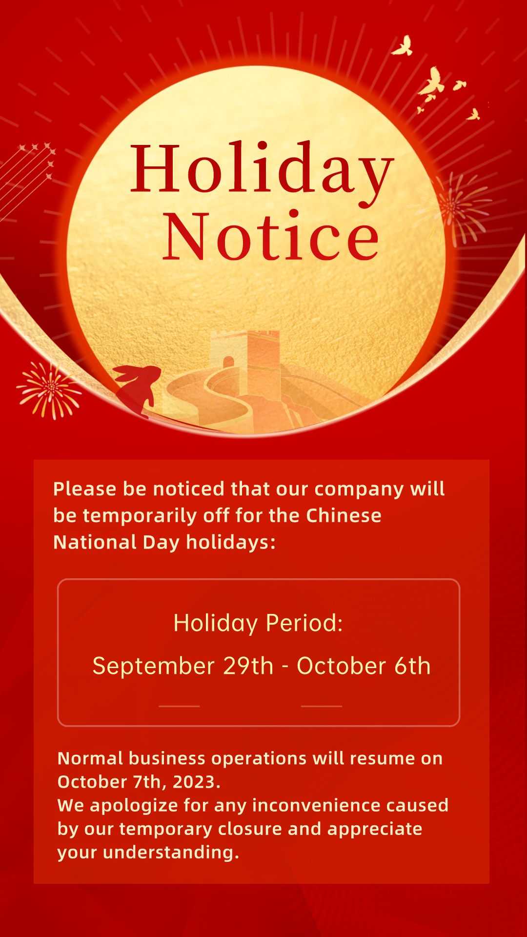 Holiday Notice